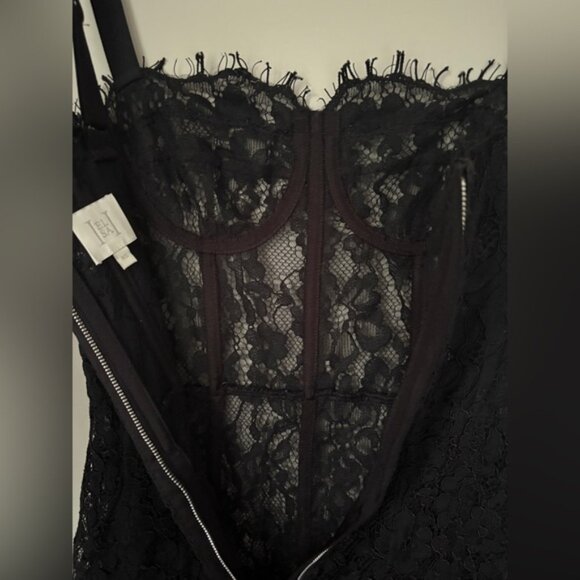 NEW Helsa Lace Column Dress Sheer Bustier Maxi Black | XS - Picture 14 of 16